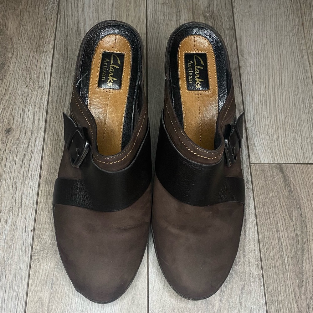 Clarks Artisan Brown Leather Clogs - image 1